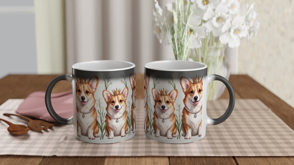 Royal Corgi Mug | Pembroke Welsh Corgis in Crowns Gift | Present for Mum | British Dog Lover Tea Cup — view 3