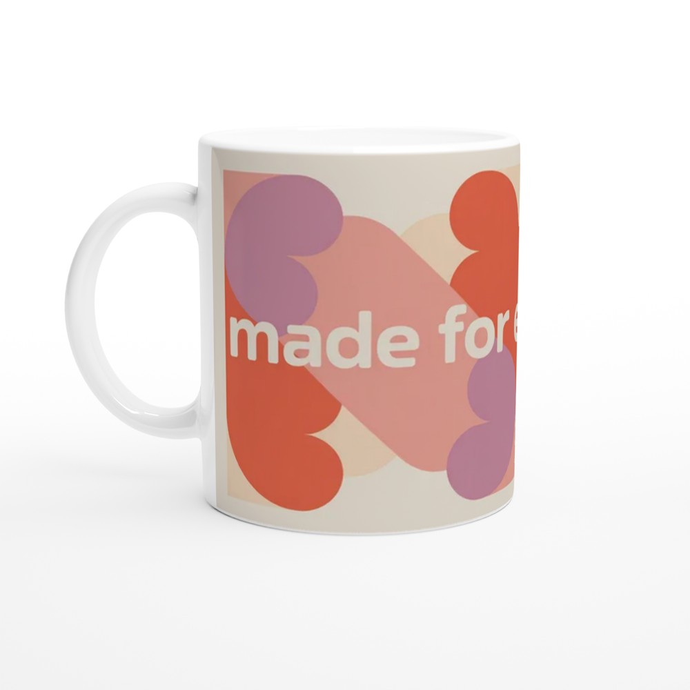 Made For Each Other Mug | Anniversary Gift for Couples | Valentine's Day Mug | Modern Geometric Heart Ceramic Coffee Cup — view 10