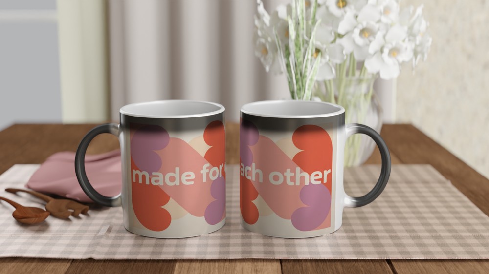 Made For Each Other Mug | Anniversary Gift for Couples | Valentine's Day Mug | Modern Geometric Heart Ceramic Coffee Cup — view 3