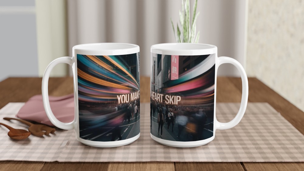 Valentines Gift Mug | You Make My Heart Skip | Romantic Anniversary Present | Couple Love Mug — view 2