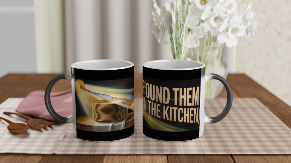 I Found Them In The Kitchen - Golden Plates Funny Mug — view 3