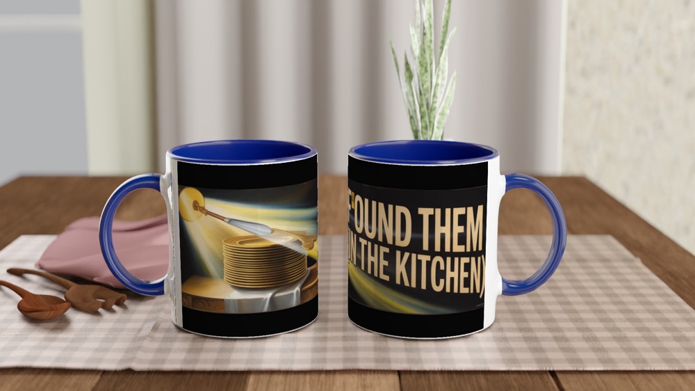 I Found Them In The Kitchen - Golden Plates Funny Mug — view 4