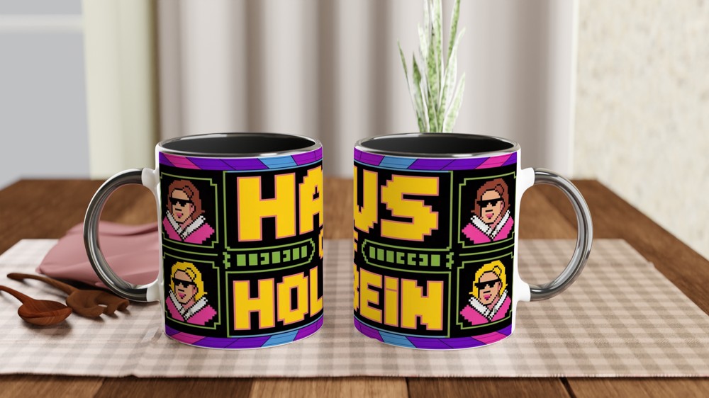 Six the Musical Mug | Haus of Holbein Pixel Art | Musical Theatre Gift for Best Friend | Tudor Queens Neon Mug — view 9