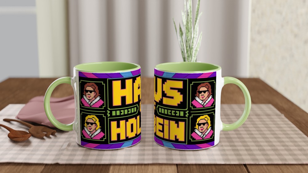 Six the Musical Mug | Haus of Holbein Pixel Art | Musical Theatre Gift for Best Friend | Tudor Queens Neon Mug — view 5