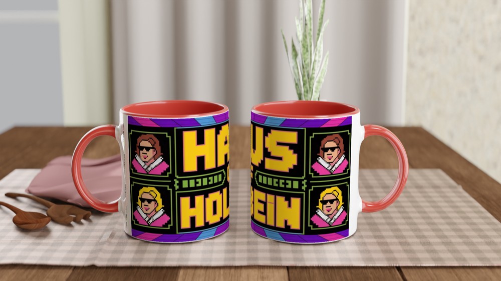 Six the Musical Mug | Haus of Holbein Pixel Art | Musical Theatre Gift for Best Friend | Tudor Queens Neon Mug — view 7