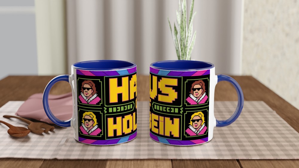 Six the Musical Mug | Haus of Holbein Pixel Art | Musical Theatre Gift for Best Friend | Tudor Queens Neon Mug — view 4