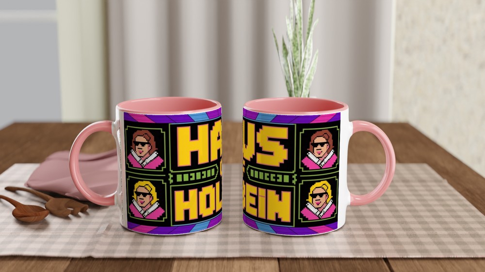 Six the Musical Mug | Haus of Holbein Pixel Art | Musical Theatre Gift for Best Friend | Tudor Queens Neon Mug — view 6