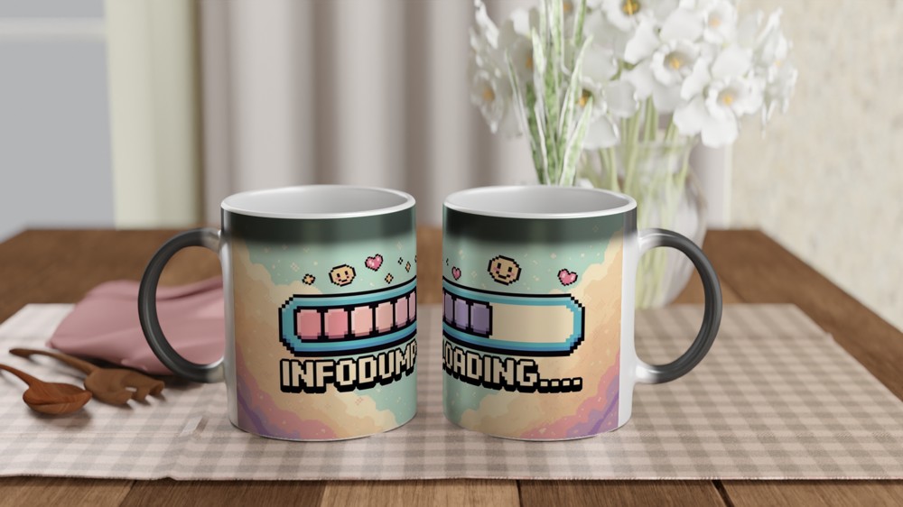 Infodump Loading Mug | Retro Gaming Gift | Pixel Art Coffee Cup | Birthday Present for Best Friend — view 3