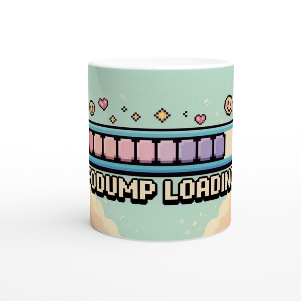 Infodump Loading Mug | Retro Gaming Gift | Pixel Art Coffee Cup | Birthday Present for Best Friend — view 11