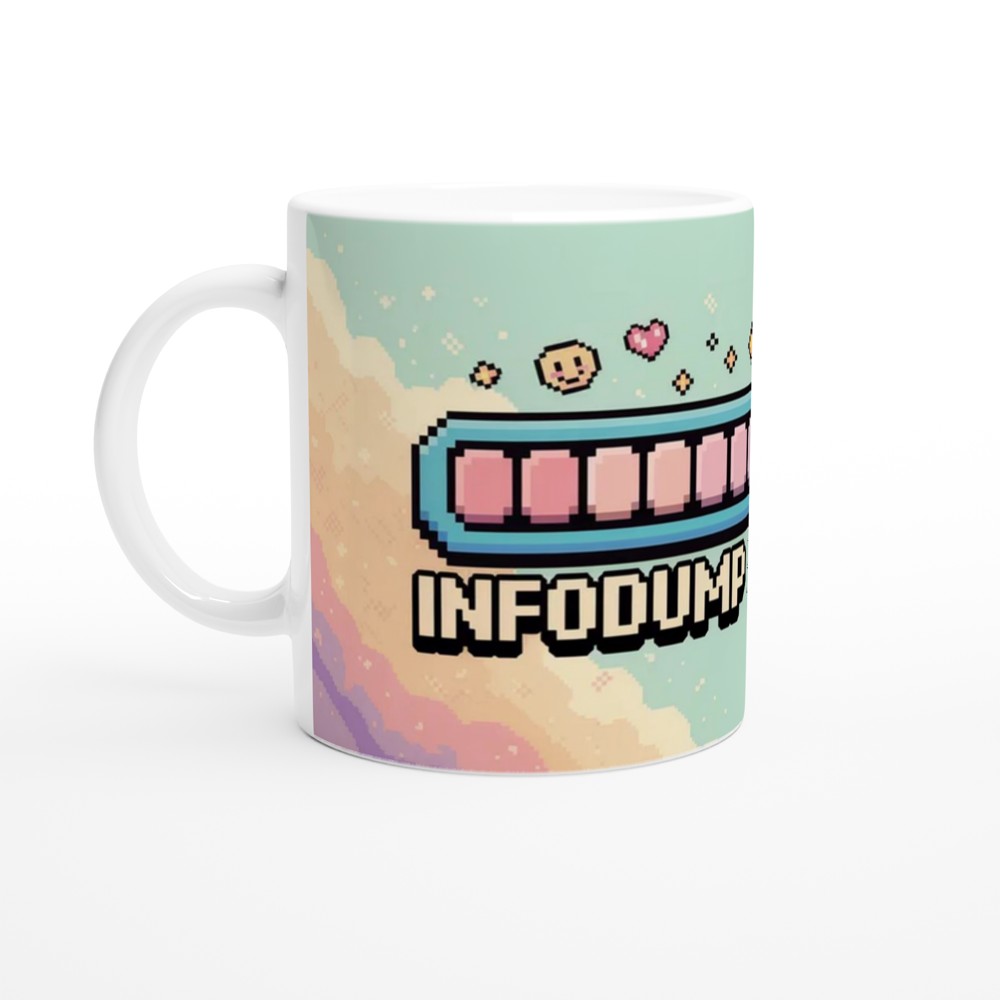 Infodump Loading Mug | Retro Gaming Gift | Pixel Art Coffee Cup | Birthday Present for Best Friend — view 10