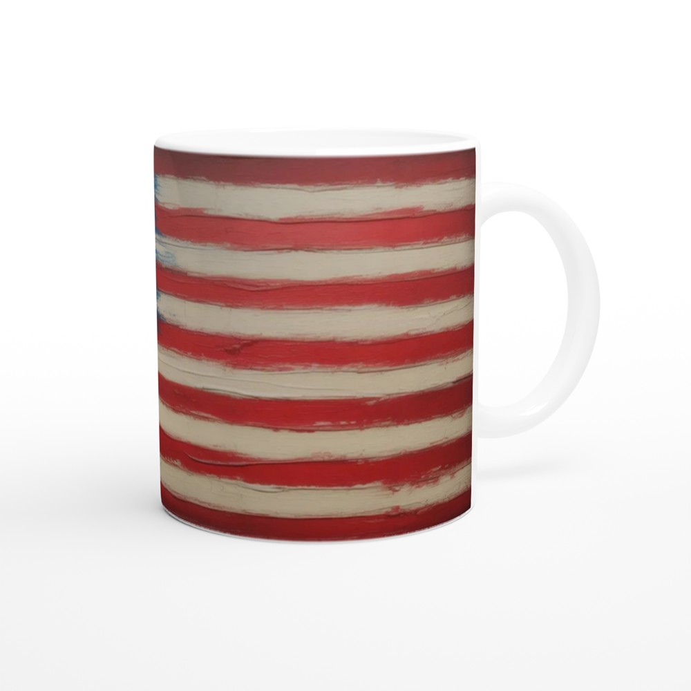 Rustic Painted American Flag Distressed Style Mug — view 12