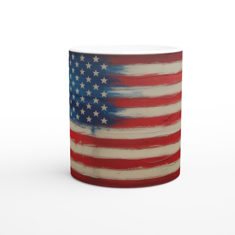 Rustic Painted American Flag Distressed Style Mug — view 11