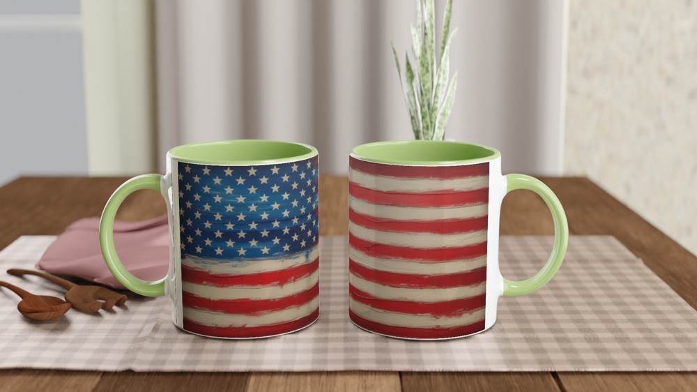 Rustic Painted American Flag Distressed Style Mug — view 5