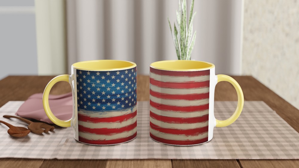 Rustic Painted American Flag Distressed Style Mug — view 8