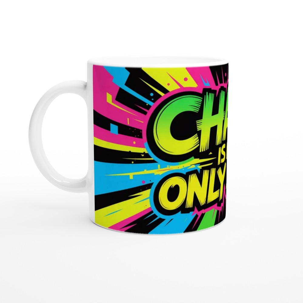 Chaos Is My Only Skill Mug | Funny Sarcastic Quote Gift | Neon Graffiti Coffee Mug | Present for Best Friend or Colleague — view 10