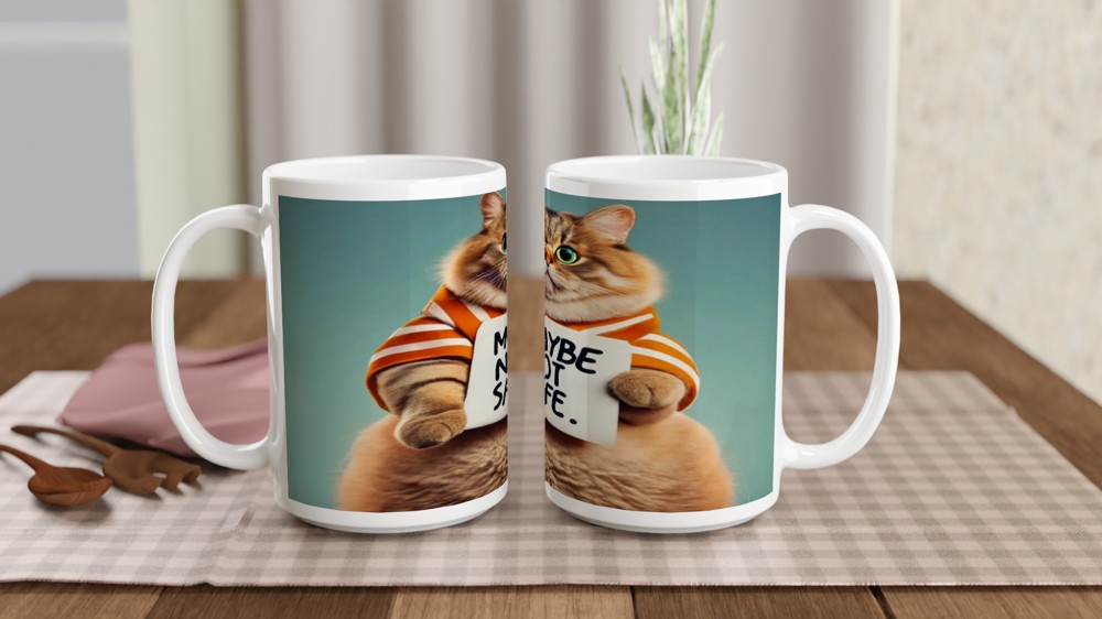 Maybe Not Safe - Funny Chubby Cat Mug — view 2