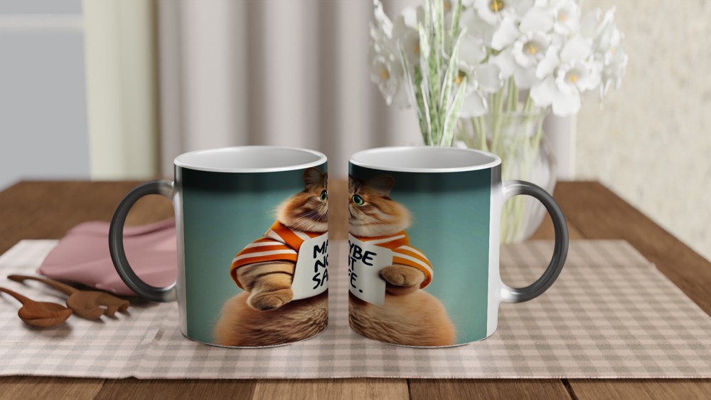 Maybe Not Safe - Funny Chubby Cat Mug — view 3