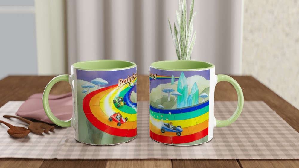 Rainbow Road Mug | Gamer Gift | Retro Gaming Present | Rainbow Road Champion Coffee Cup — view 5