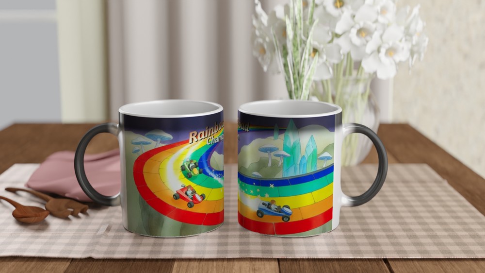 Rainbow Road Mug | Gamer Gift | Retro Gaming Present | Rainbow Road Champion Coffee Cup — view 3