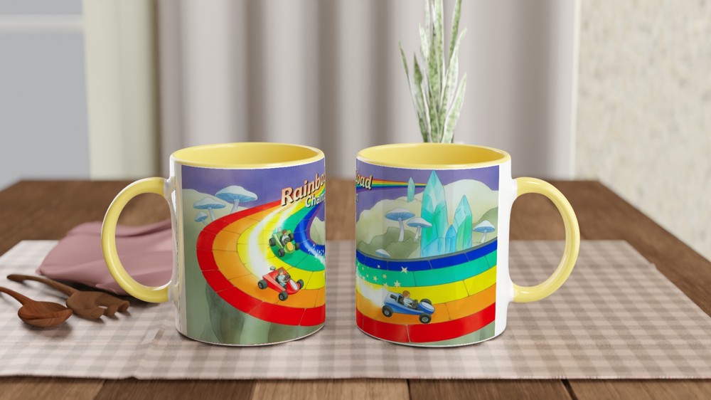 Rainbow Road Mug | Gamer Gift | Retro Gaming Present | Rainbow Road Champion Coffee Cup — view 8