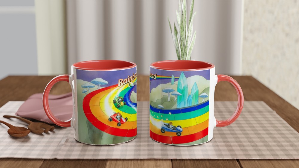 Rainbow Road Mug | Gamer Gift | Retro Gaming Present | Rainbow Road Champion Coffee Cup — view 7