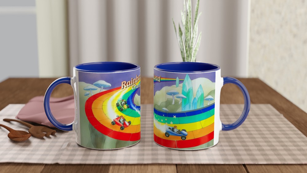 Rainbow Road Mug | Gamer Gift | Retro Gaming Present | Rainbow Road Champion Coffee Cup — view 4
