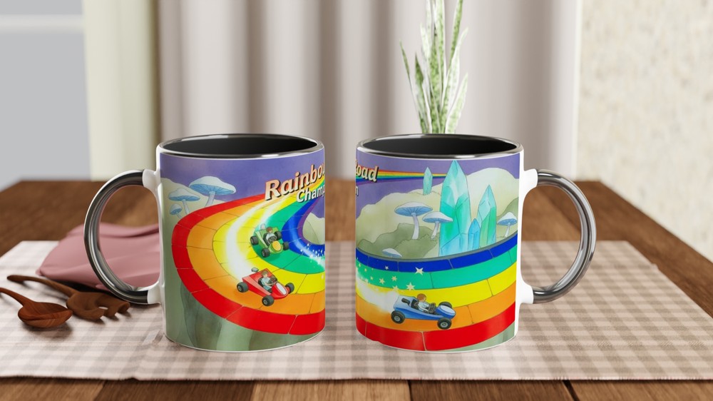 Rainbow Road Mug | Gamer Gift | Retro Gaming Present | Rainbow Road Champion Coffee Cup — view 9