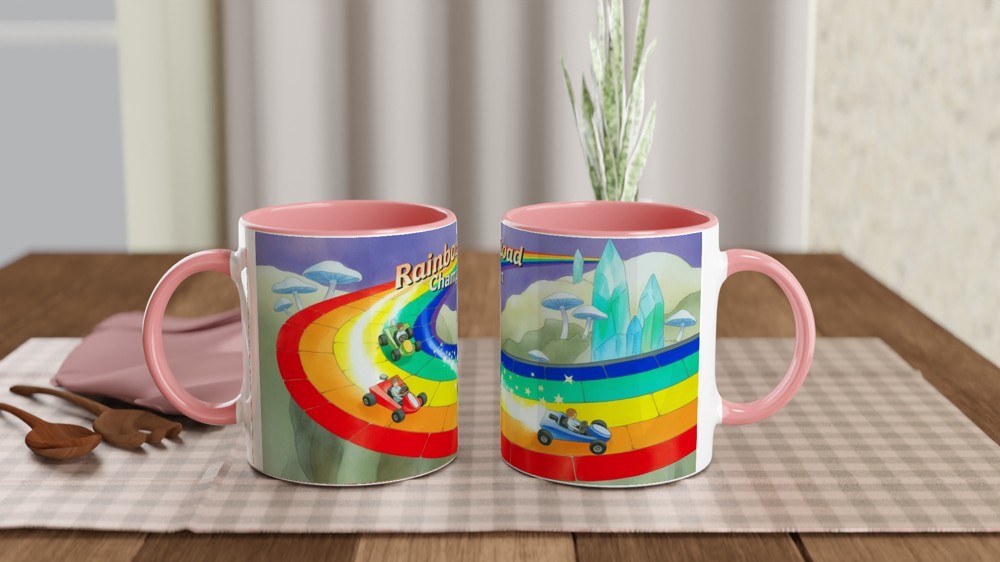Rainbow Road Mug | Gamer Gift | Retro Gaming Present | Rainbow Road Champion Coffee Cup — view 6