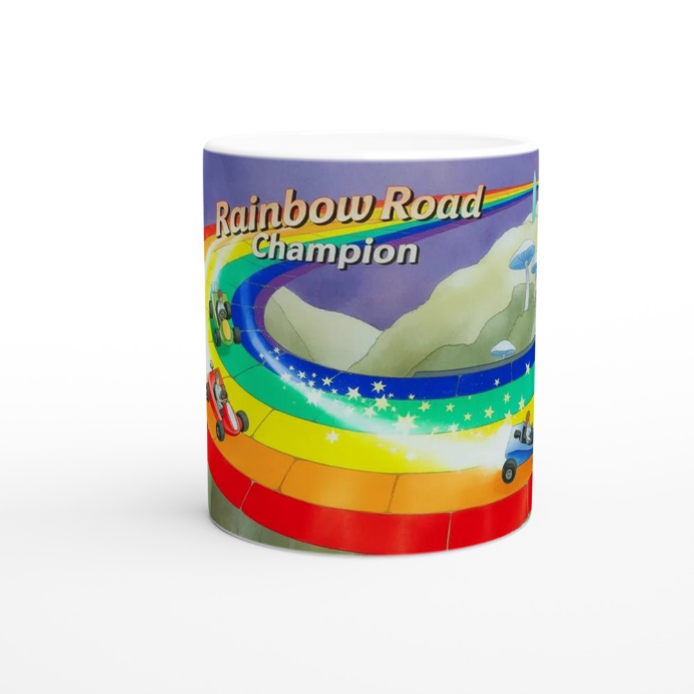 Rainbow Road Mug | Gamer Gift | Retro Gaming Present | Rainbow Road Champion Coffee Cup — view 11