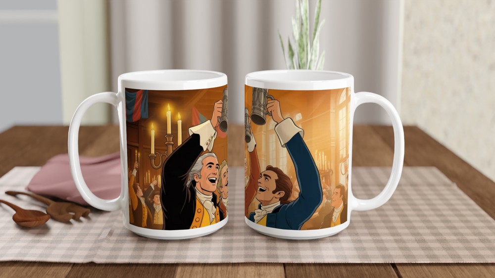Colonial Celebration Tankard Toast Illustration Mug — view 2