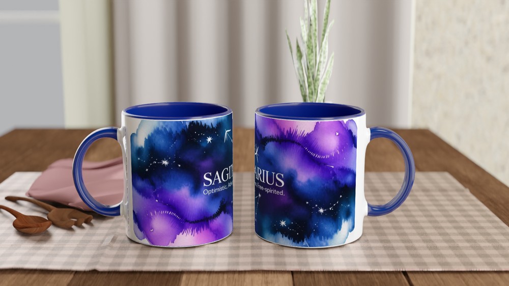 Sagittarius Mug | Astrology Zodiac Gift | Celestial Watercolor Constellation Mug | Birthday Present for Her, Him or Best Friend — view 4