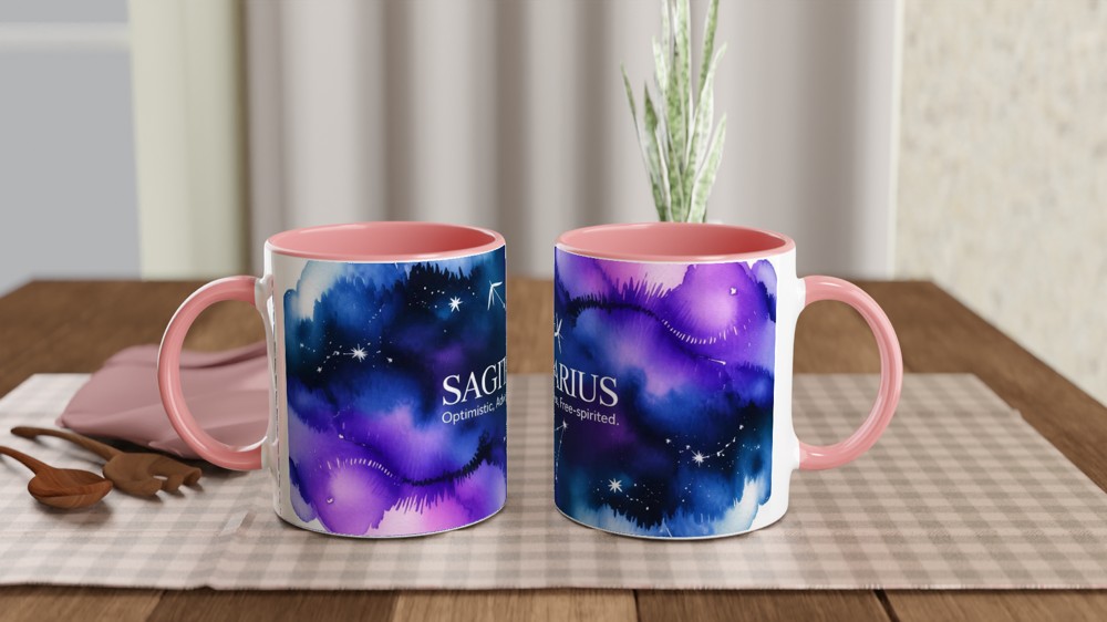Sagittarius Mug | Astrology Zodiac Gift | Celestial Watercolor Constellation Mug | Birthday Present for Her, Him or Best Friend — view 6