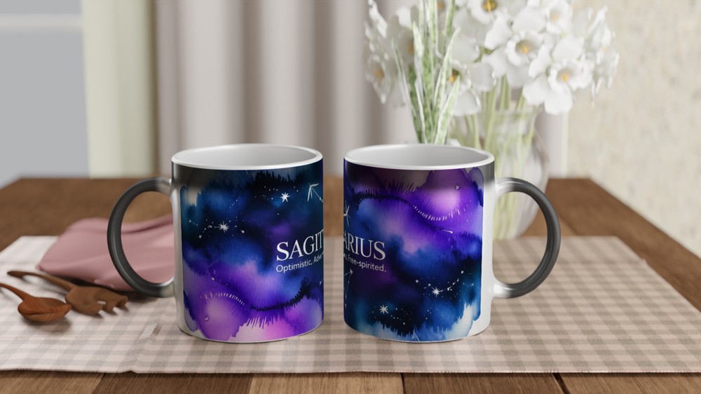 Sagittarius Mug | Astrology Zodiac Gift | Celestial Watercolor Constellation Mug | Birthday Present for Her, Him or Best Friend — view 3