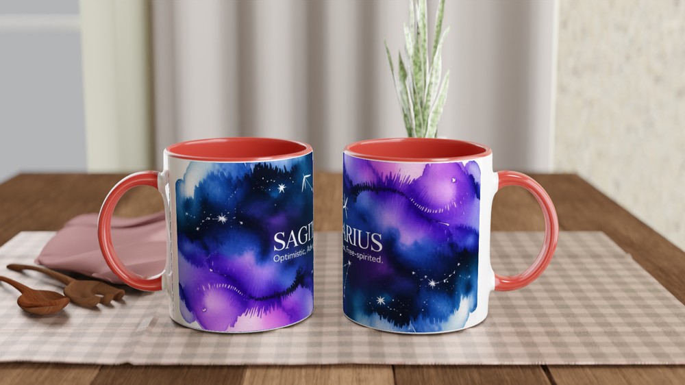 Sagittarius Mug | Astrology Zodiac Gift | Celestial Watercolor Constellation Mug | Birthday Present for Her, Him or Best Friend — view 7
