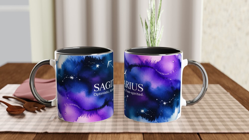 Sagittarius Mug | Astrology Zodiac Gift | Celestial Watercolor Constellation Mug | Birthday Present for Her, Him or Best Friend — view 9