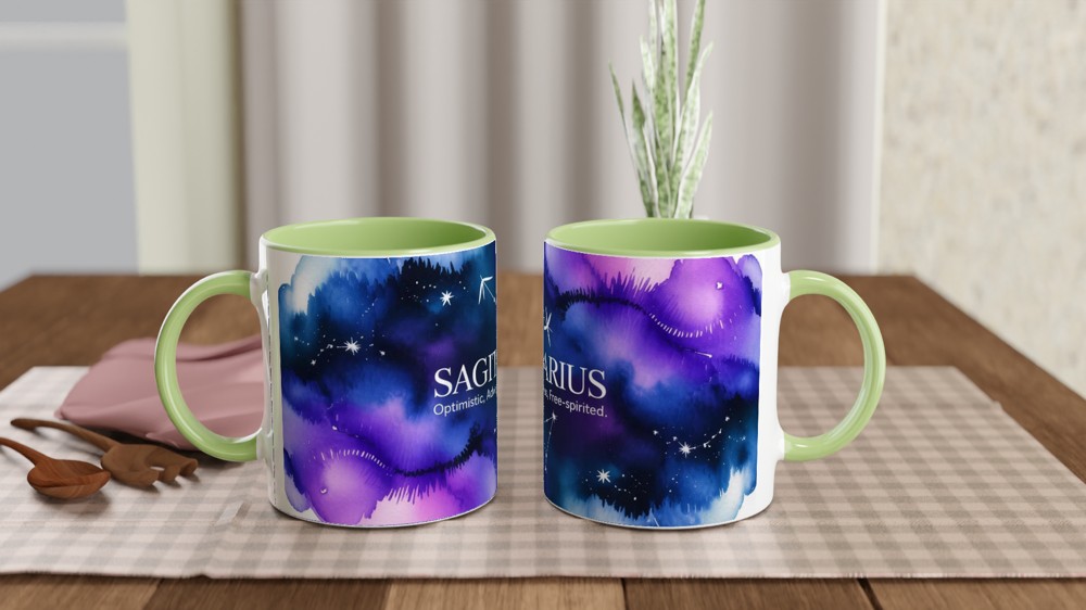 Sagittarius Mug | Astrology Zodiac Gift | Celestial Watercolor Constellation Mug | Birthday Present for Her, Him or Best Friend — view 5