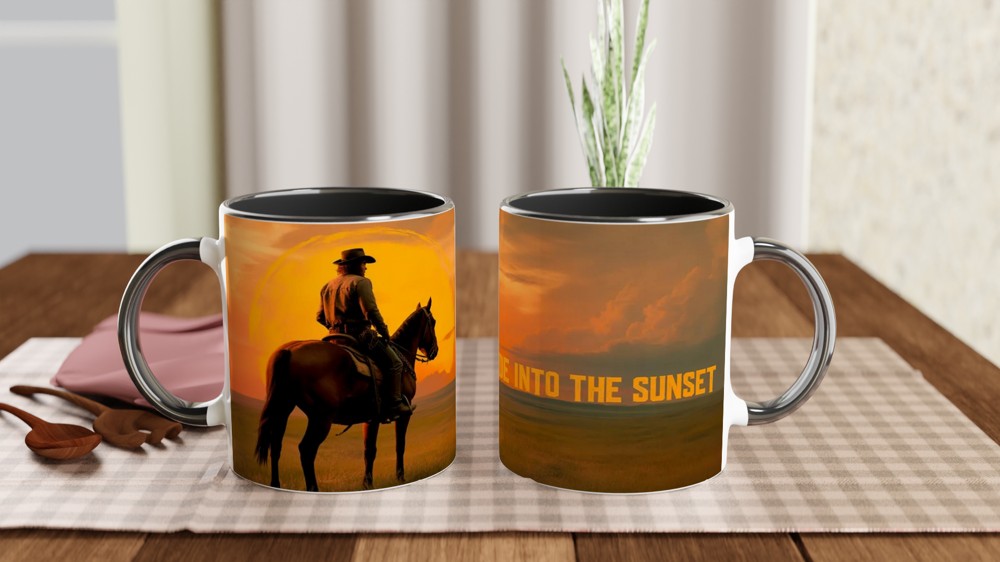 Gamer Mug | Ride Into The Sunset Cowboy Gift | Western Gaming Present | Outlaw Frontier Coffee Cup — view 9