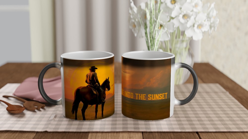 Gamer Mug | Ride Into The Sunset Cowboy Gift | Western Gaming Present | Outlaw Frontier Coffee Cup — view 3