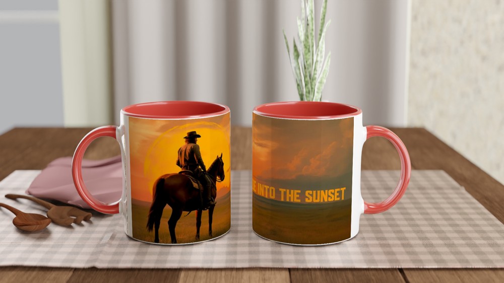 Gamer Mug | Ride Into The Sunset Cowboy Gift | Western Gaming Present | Outlaw Frontier Coffee Cup — view 7