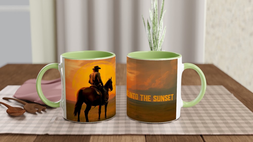 Gamer Mug | Ride Into The Sunset Cowboy Gift | Western Gaming Present | Outlaw Frontier Coffee Cup — view 5