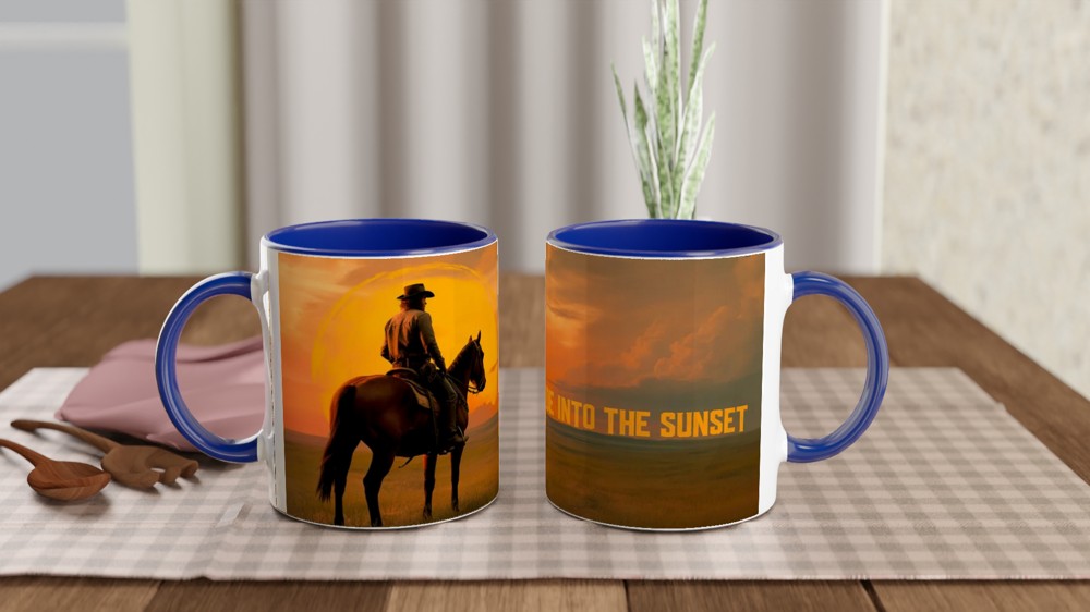 Gamer Mug | Ride Into The Sunset Cowboy Gift | Western Gaming Present | Outlaw Frontier Coffee Cup — view 4