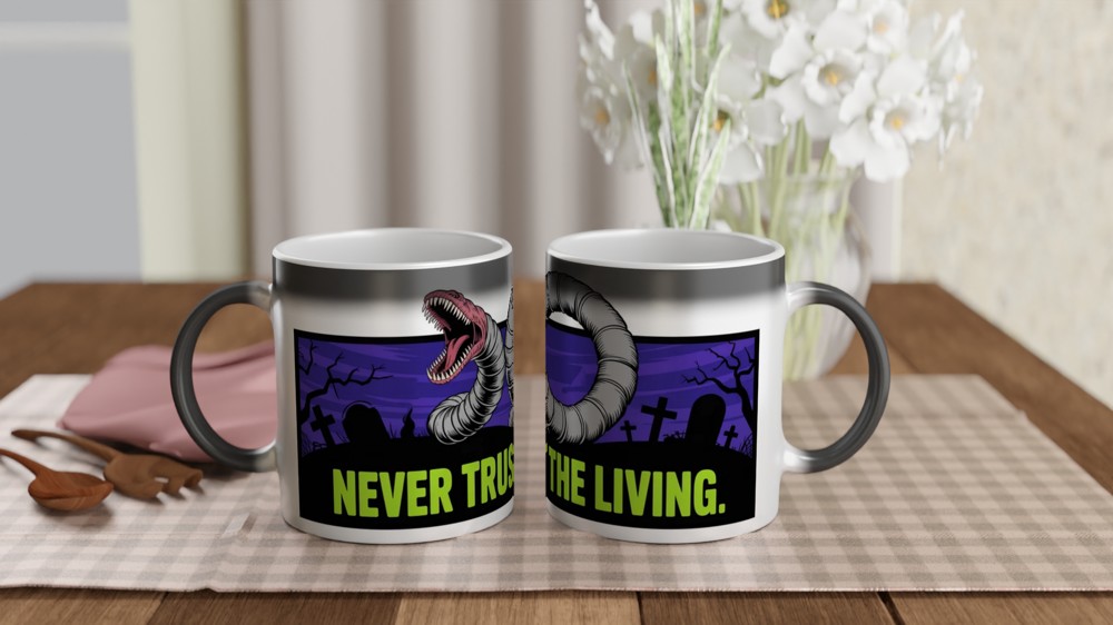Beetlejuice Mug | 'Never Trust the Living' Quote | Musical Theatre Gift | Sandworm Present — view 3