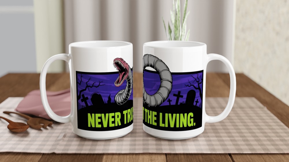 Beetlejuice Mug | 'Never Trust the Living' Quote | Musical Theatre Gift | Sandworm Present — view 2