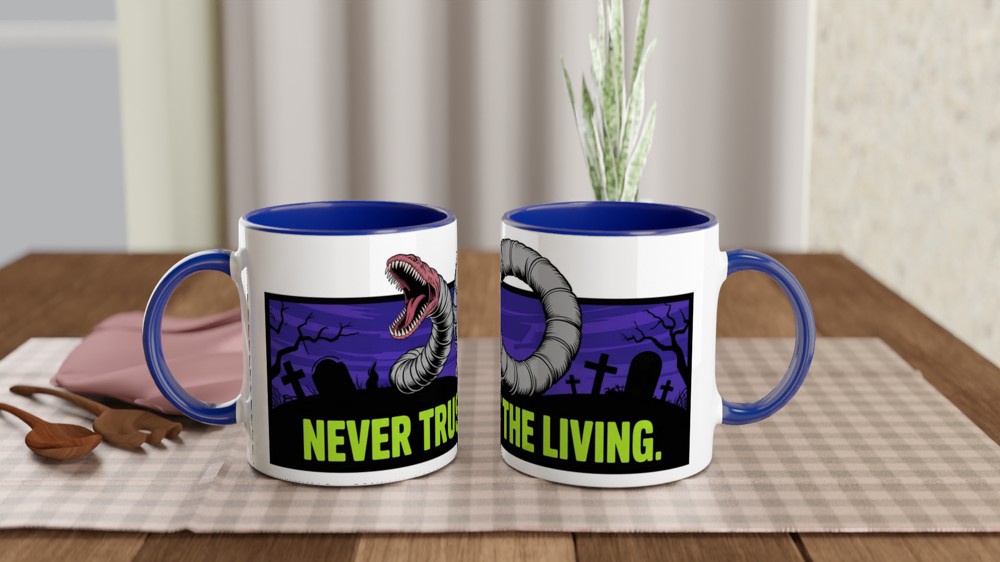 Beetlejuice Mug | 'Never Trust the Living' Quote | Musical Theatre Gift | Sandworm Present — view 4