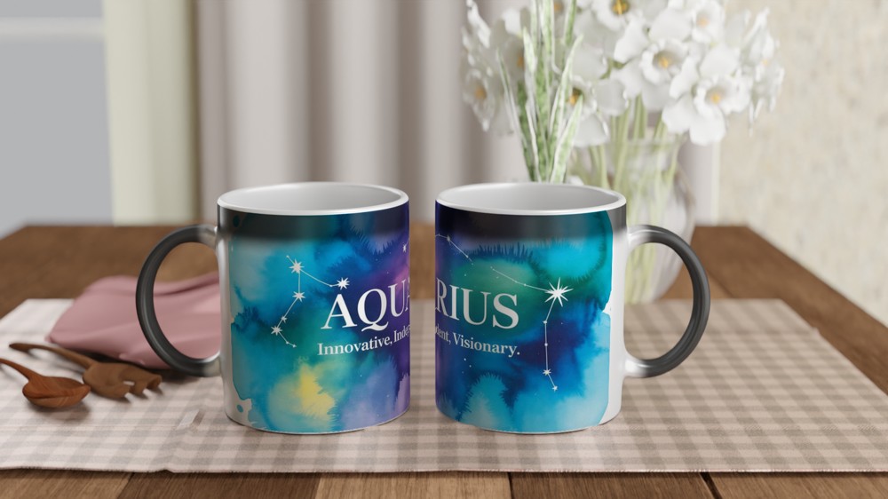 Aquarius Zodiac Mug | Astrology Birthday Gift | Celestial Constellation Cup | Gift for Best Friend — view 3