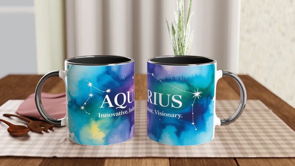 Aquarius Zodiac Mug | Astrology Birthday Gift | Celestial Constellation Cup | Gift for Best Friend — view 9