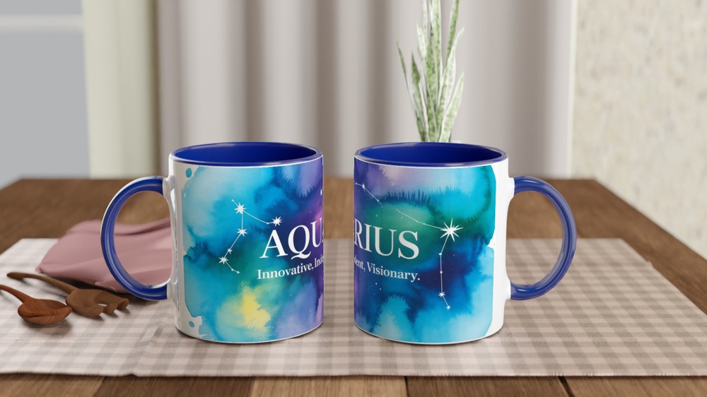 Aquarius Zodiac Mug | Astrology Birthday Gift | Celestial Constellation Cup | Gift for Best Friend — view 4