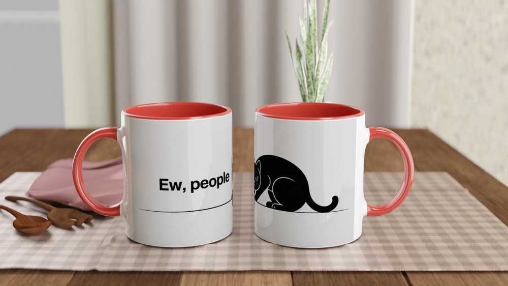 Ew People Grumpy Black Cat Mug - Introvert Funny Gift — view 7