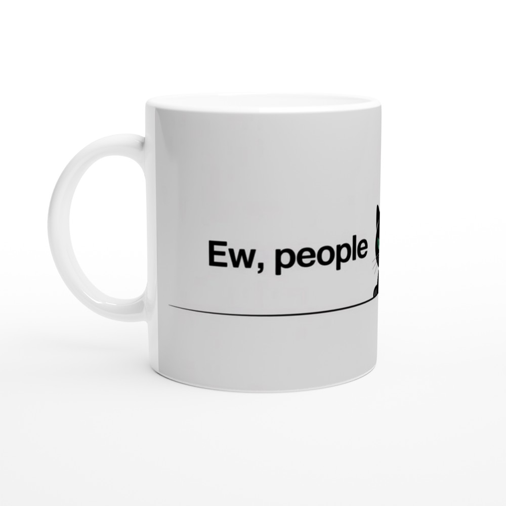 Ew People Grumpy Black Cat Mug - Introvert Funny Gift — view 10