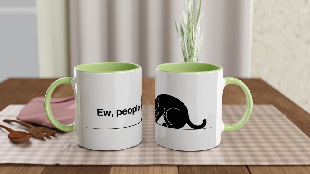 Ew People Grumpy Black Cat Mug - Introvert Funny Gift — view 5